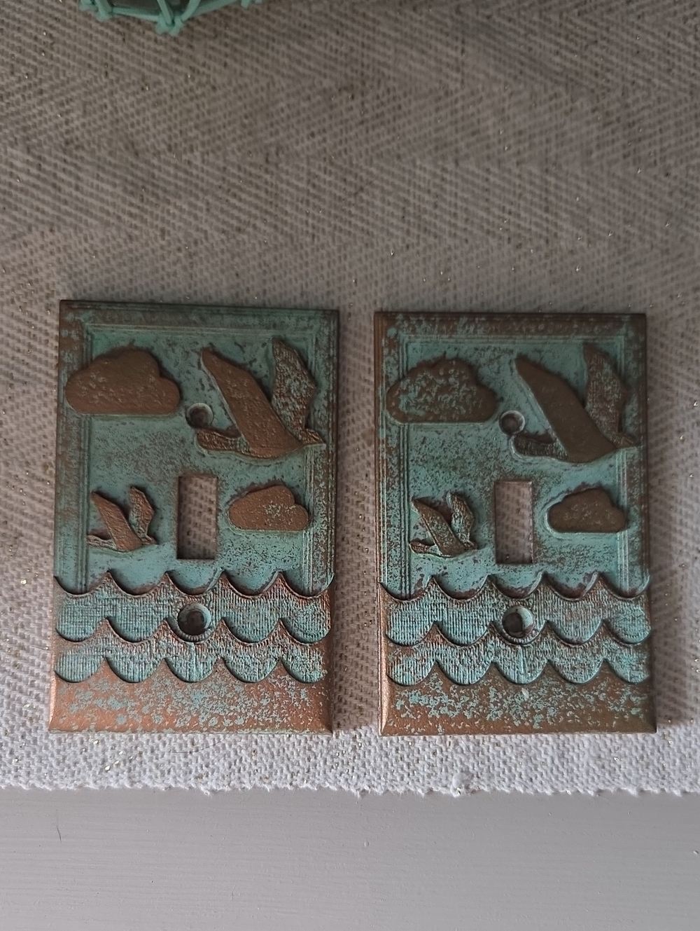 Patina Seaside Toggle Switch Plate Covers - Turquoise Copper Color